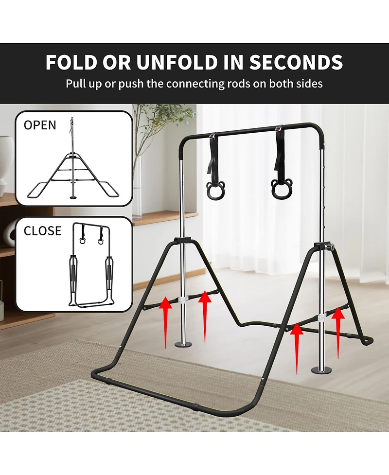 Zeny Multi-Functional Adjustable Height Children's Horizontal Gymnastic Bar With Bear Rings