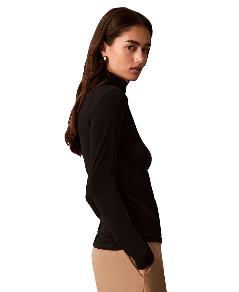 Calvin Klein Women's Long-Sleeve Crepe Jersey Top