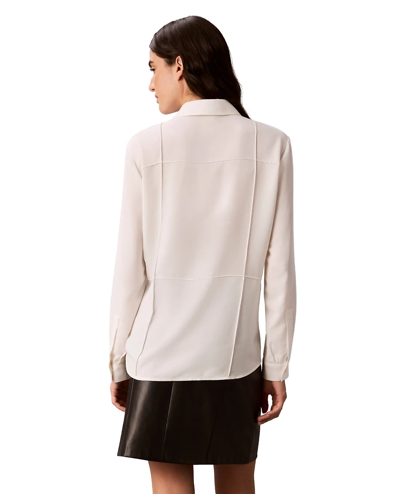 Calvin Klein Women's Long-Sleeve Collared Neck Shirt