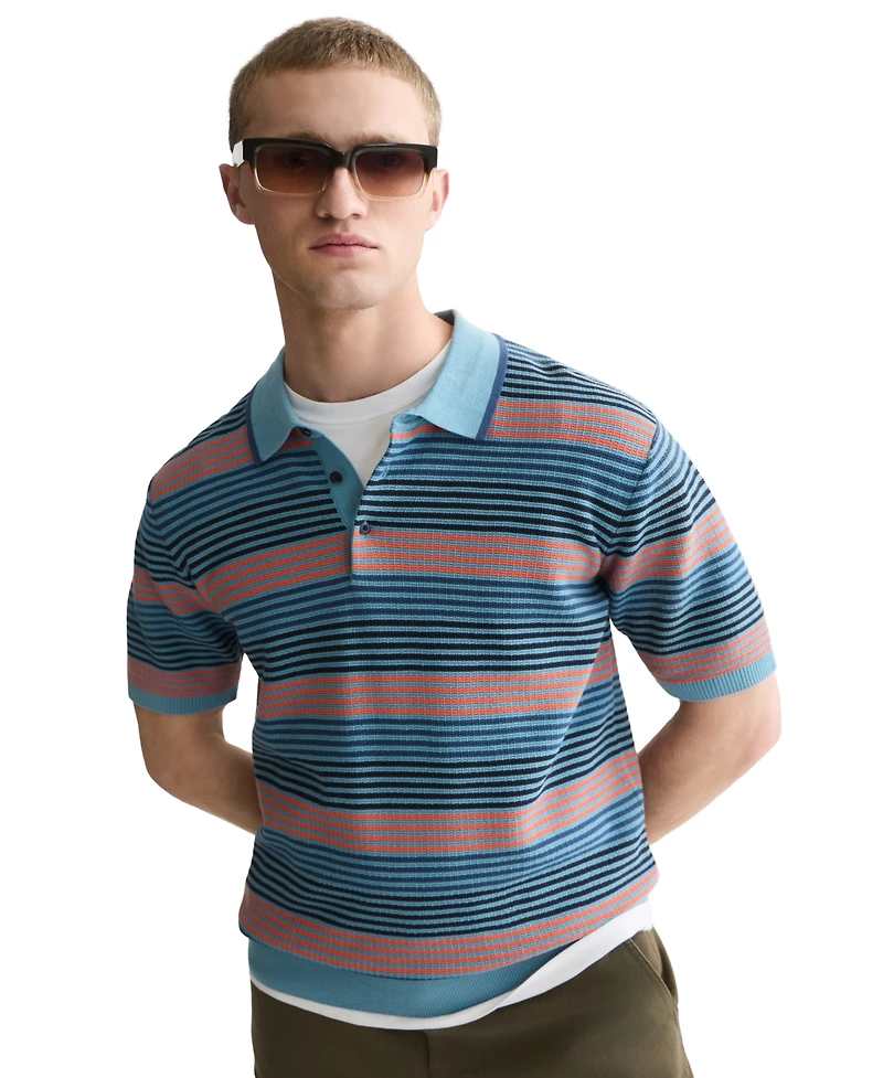 Scotch & Soda Men's Striped Knitted Regular-Fit Polo Shirt
