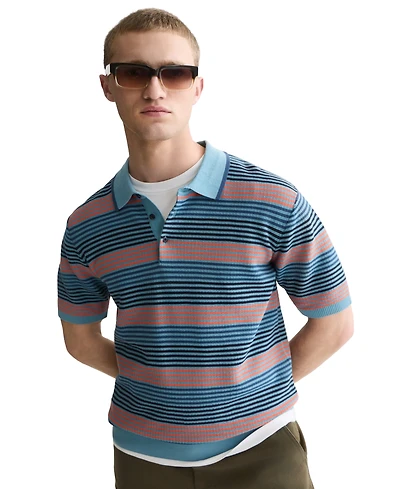 Scotch & Soda Men's Striped Knitted Regular-Fit Polo Shirt
