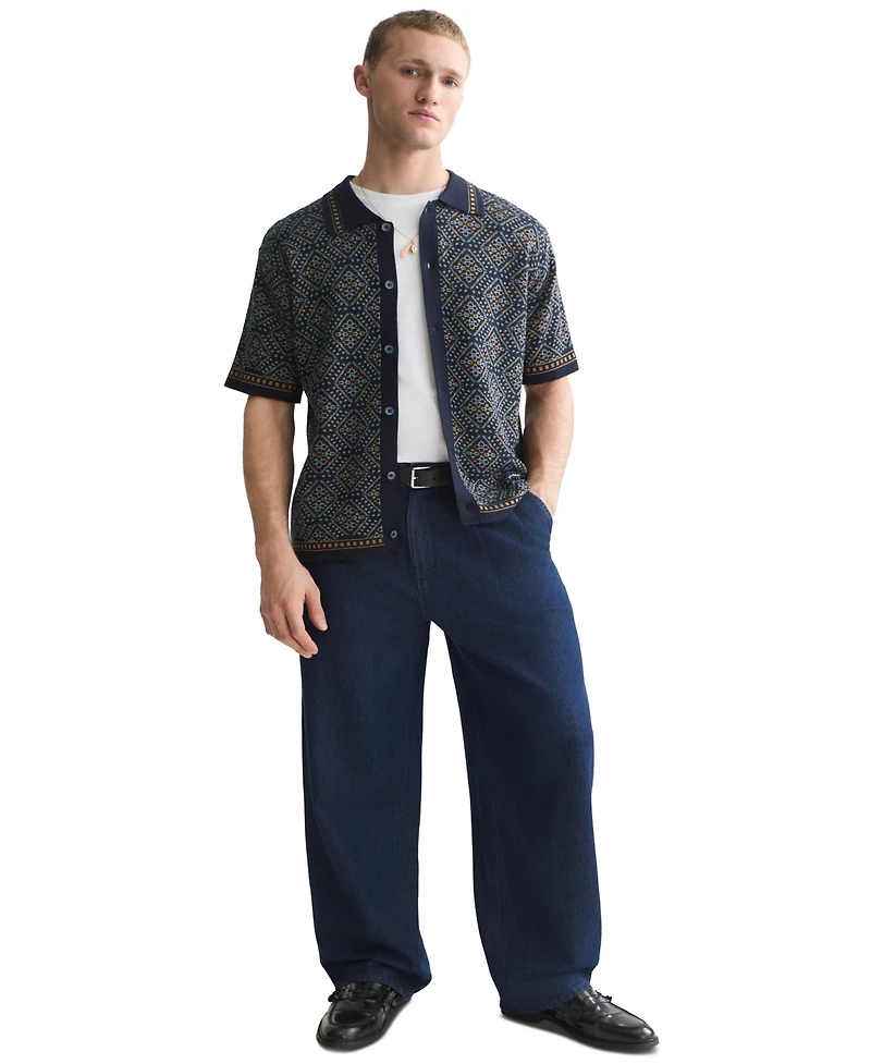 Scotch & Soda Men's Jacquard Knitted Short-Sleeve Shirt
