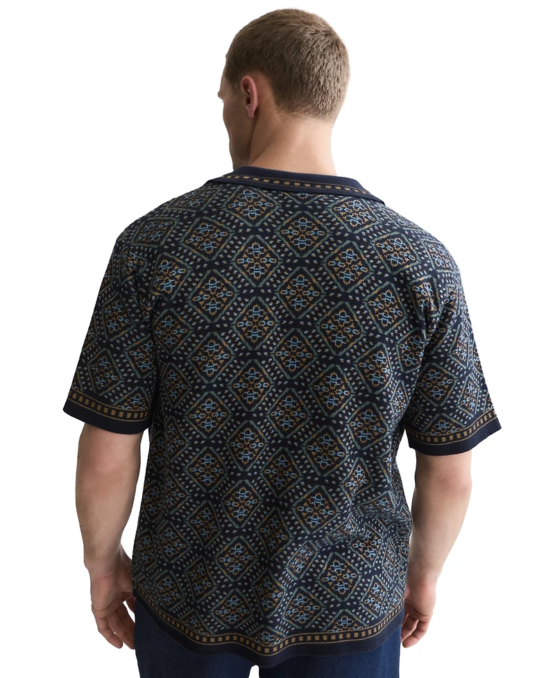 Scotch & Soda Men's Jacquard Knitted Short-Sleeve Shirt