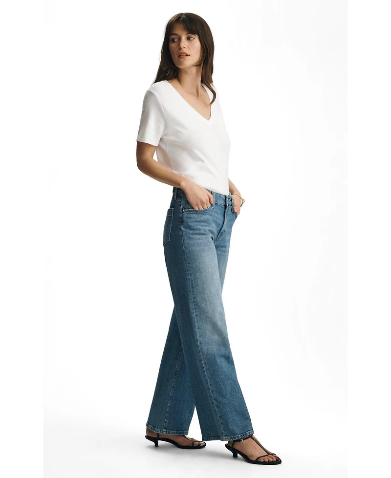 Mavi Jeans Women's Paloma Mid Rise Wide Leg Brushed Gold Premium