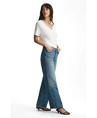 Mavi Jeans Women's Paloma Mid Rise Wide Leg Brushed Gold Premium