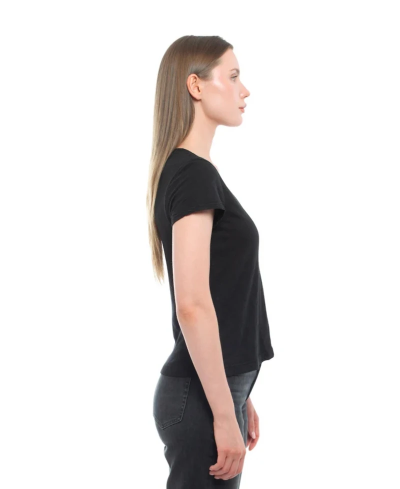 Wilt Women's Slim Deep V-Neck Rib Back Tee