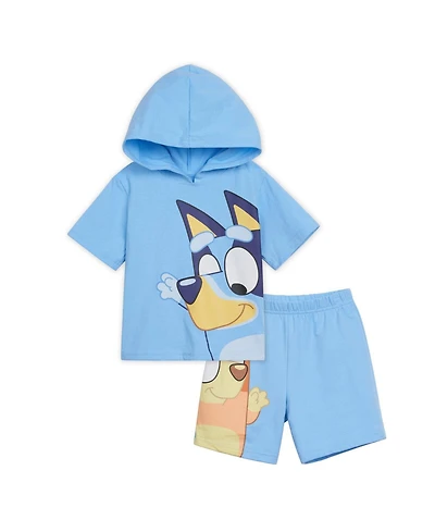 Bluey Boys' (6-12) 2-Piece Hooded Tee and Shorts Set