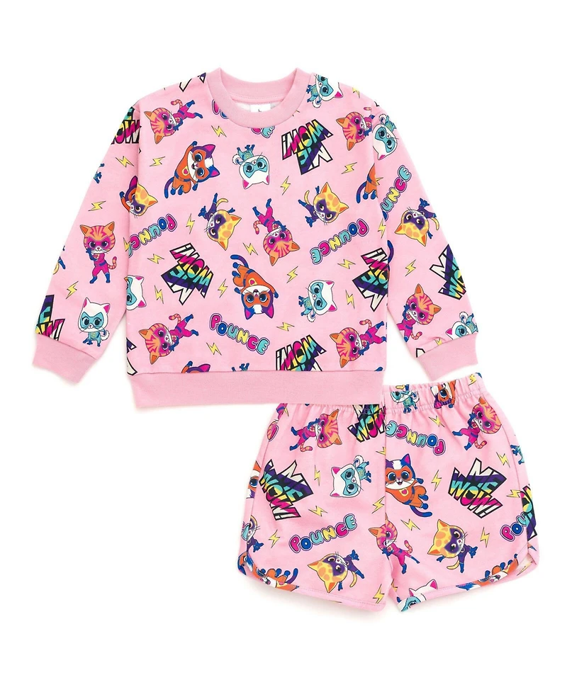 Winnie the Pooh Toddler Girls French Terry Pullover Sweatshirt and Shorts Outfit Set