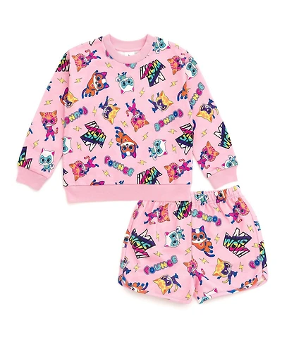 Winnie the Pooh Toddler Girls French Terry Pullover Sweatshirt and Shorts Outfit Set