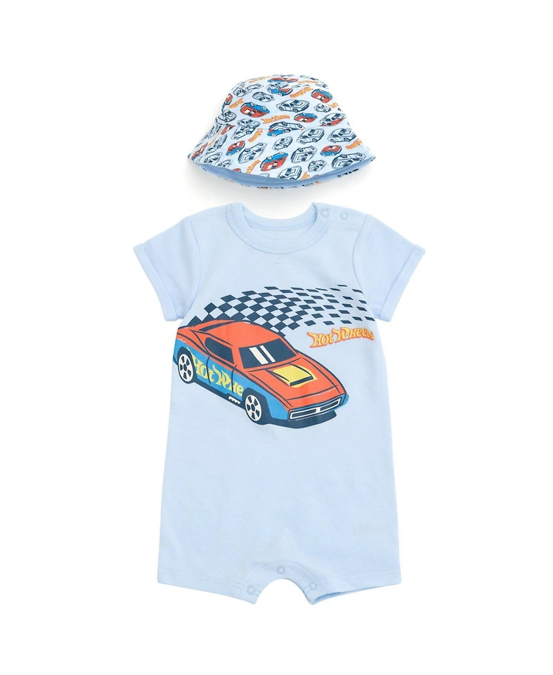 Hot Wheels Baby Boys' ( new born to 24 M ) 2-Piece Romper and Sunhat Set