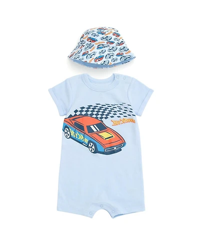 Hot Wheels Baby Boys' ( new born to 24 M ) 2-Piece Romper and Sunhat Set