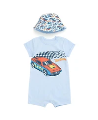 Hot Wheels Baby Boys' ( new born to 24 M ) 2-Piece Romper and Sunhat Set