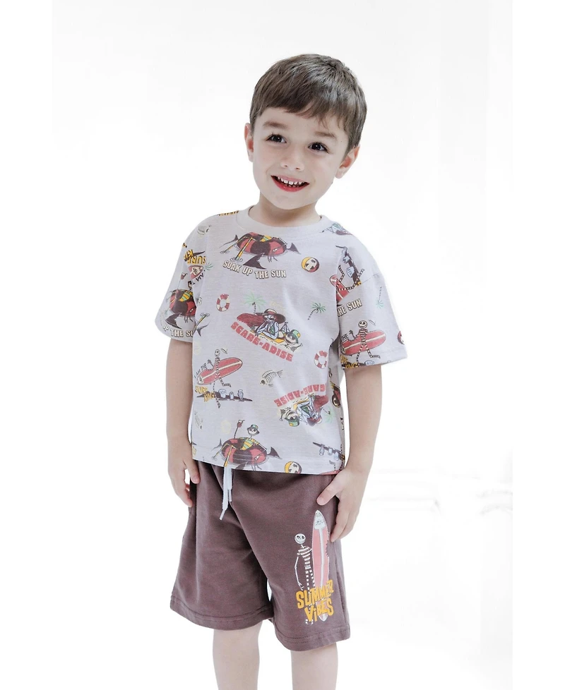 Disney Boys Lion King Toy Story Mickey Mouse Cars T-Shirt Tank Top and French Terry Shorts 3 Piece Outfit Set to