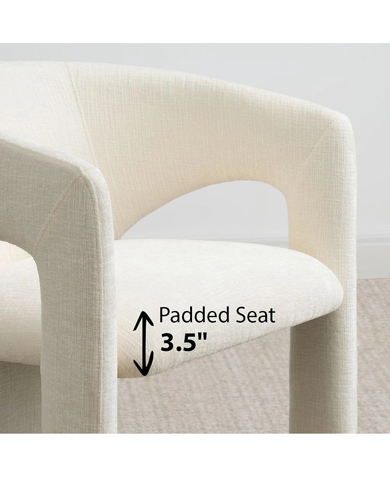 Maison Boucle Upholstered Barrel Dining Chair, Textured Fabric, Modern Curved Armchair, Padded Seat, Sculptural Accent Side Chair