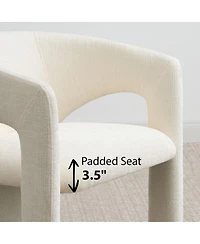 Maison Boucle Upholstered Barrel Dining Chair, Textured Fabric, Modern Curved Armchair, Padded Seat, Sculptural Accent Side Chair