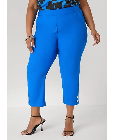 Ashley Stewart Women's Plus Sizes Millennium Button Accented Capris