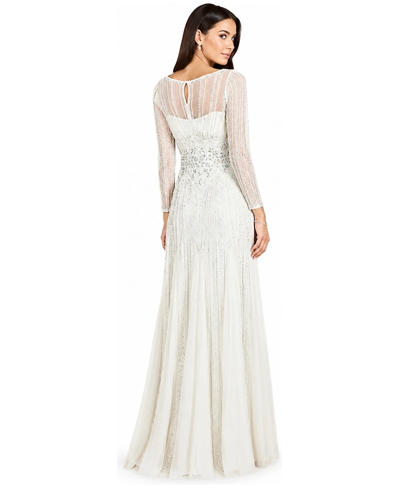 Lara Women's Beaded High Neck Wedding Gown