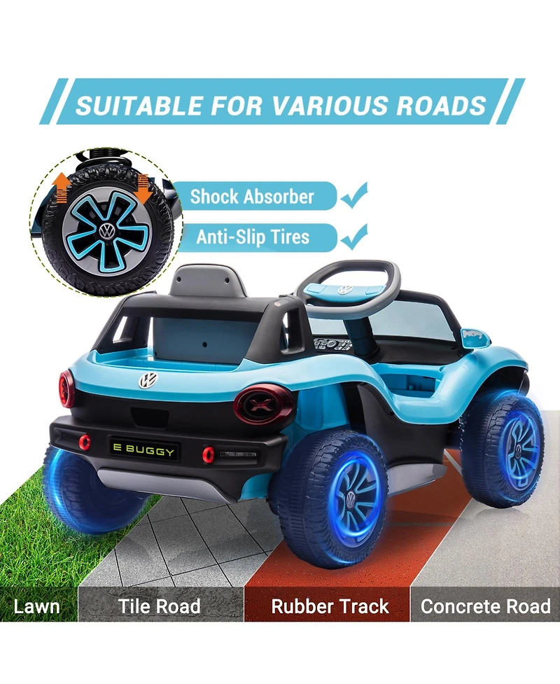 homfan Licensed 12V Volkswagen Beetle Ride On Car, Remote Control, Led Lights, Music, Usb, Horn, 1 Seater, 4-Wheeler, 66lbs Capacity