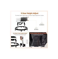 Kmaier Baby Walker Portable Adjustable Height Foldable Toddler Walker 9 Adjustable Heights, Baby Walker with Wheels Portable