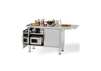 Aecojoy Stainless Steel Kitchen Cabinets, 57"x19.7" Commercial Worktable with Extend Panel and Adjustable Shelf