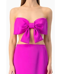 Ivonne Women's Strapless Bow-Front Crop -Top Gown Satin