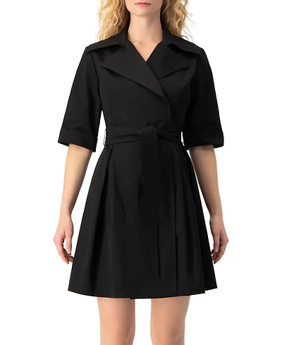 Ivonne Women's Belted Collared Short-Sleeve Shirt Mini Dress
