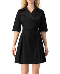 Ivonne Women's Belted Collared Short-Sleeve Shirt Mini Dress