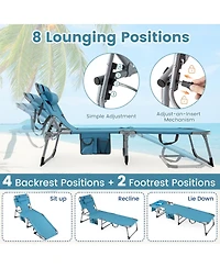 Sugift Set of 2 Portable Folding Tanning Chaise Lounge with 4-Position Backrest