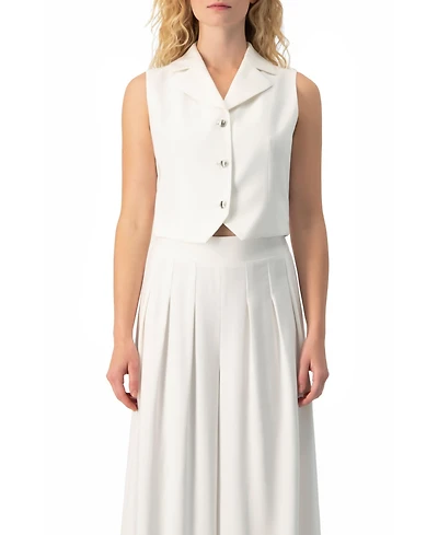 Ivonne Women's Tailored Sleeveless Crop Blazer Vest