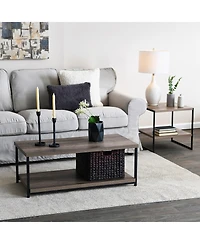 Household Essentials Jamestown Rectangular Coffee Table with Storage Shelf
