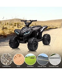 homfan Kids Atv, 12V Ride On Toy Battery Powered 4 Wheeler Quad Car, Electric Atv with Remote Control, Music, Horn, Monitor Display