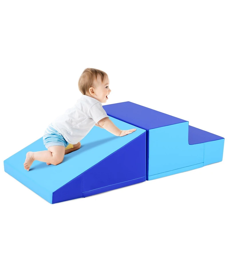 Slickblue Kids 2-Piece Foam Play Set Slide and Step Climbing Blocks