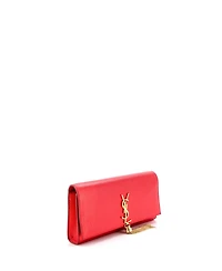 Pre-Owned Saint Laurent Long Classic Monogram Tassel Clutch Leather
