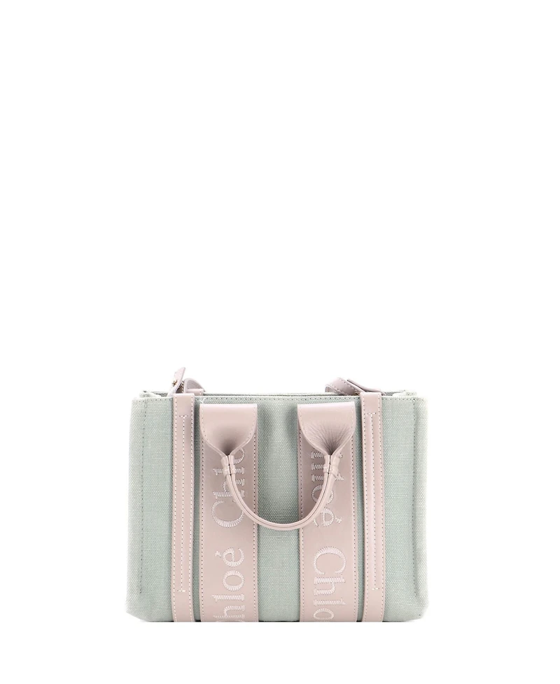 Pre-Owned Chloe Small Woody Convertible Tote Linen and Leather