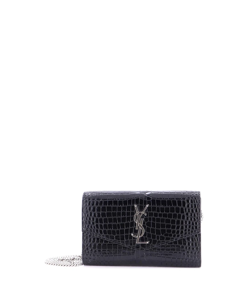 Pre-Owned Saint Laurent Uptown Chain Wallet Embossed Leather