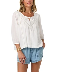O'Neill Women's Cotton Voile Pintuck Elasticated Cuff Top