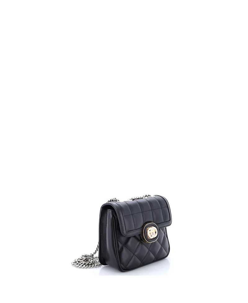 Pre-Owned Gucci Mini Deco Chain Flap Bag Mixed Matelasse Leather