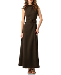Ivonne Women's Sleeveless Belted A-Line Maxi Dress with Ring Buckle