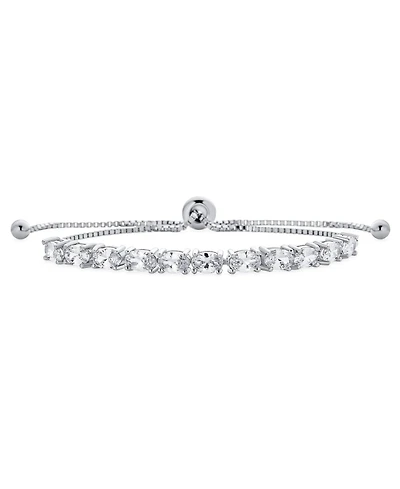 Bling Jewelry Cocktail Oval Cz Cubic Zirconia Tennis Bolo Bracelet .925 Sterling Silver Adjustable Slide