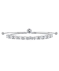 Bling Jewelry Cocktail Oval Cz Cubic Zirconia Tennis Bolo Bracelet .925 Sterling Silver Adjustable Slide