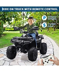 homfan Electric Kids Atv 4-Wheeler Ride-On Car for Ages 3-8 - Dual Motors, Remote Control, Led Headlights, Music Player, Urgent Brake