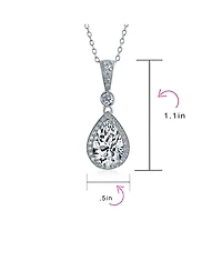 Bling Jewelry Traditional Cz Teardrop Solitaire Pendant Necklace Cubic Zirconia .925 Sterling Silver