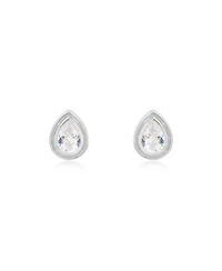 The Lovery Cz Pear Double Bezel Stud Earrings Sterling Silver