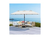 Clihome Double-Sided Twin Patio Umbrella with Crank and Base