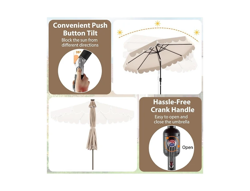 Clihome Solar Patio Umbrella with 24 Led Lights