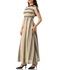 Ivonne Women's Chevron Stripe Crochet Knit Maxi Dress