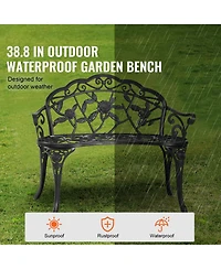 Vevor Outdoor Bench 38.8in Metal Garden Bench 480lbs Park Patio Yard Porch Bench