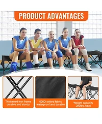 Vevor Folding Chair Sports 6 Seat Team Bench with Sidebag and Carrybag No Backrest