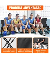 Vevor Folding Chair Sports 6 Seat Sideline Team Bench with Sidebag and Carry Bag