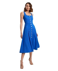 Karen Millen Women's Square Neck Button-Front Midi Dress